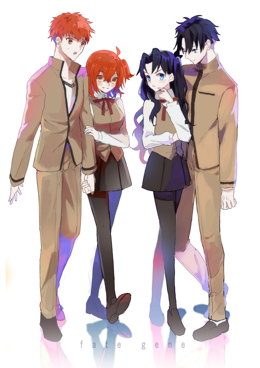 fujimaru ritsuka, tohsaka rin, and emiya shirou (fate and 2 more) drawn by tu9m