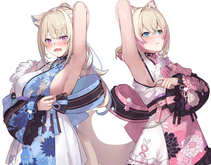 fuwawa abyssgard and mococo abyssgard (hololive and 1 more) drawn by kinoko_(shikimylove)