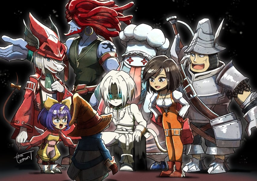 zidane tribal, garnet til alexandros xvii, black mage, vivi ornitier, eiko carol, and 4 more (final fantasy and 1 more) drawn by watawata22