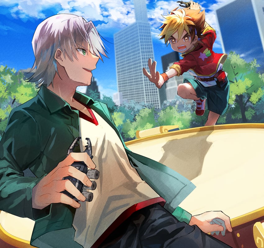 amanogawa ryuusei, tomcat red beetle, andou loid, and caesar kaiser emperor (jinzou konchuu kabutoborg vxv) drawn by kuroda_(kuro_yyy)