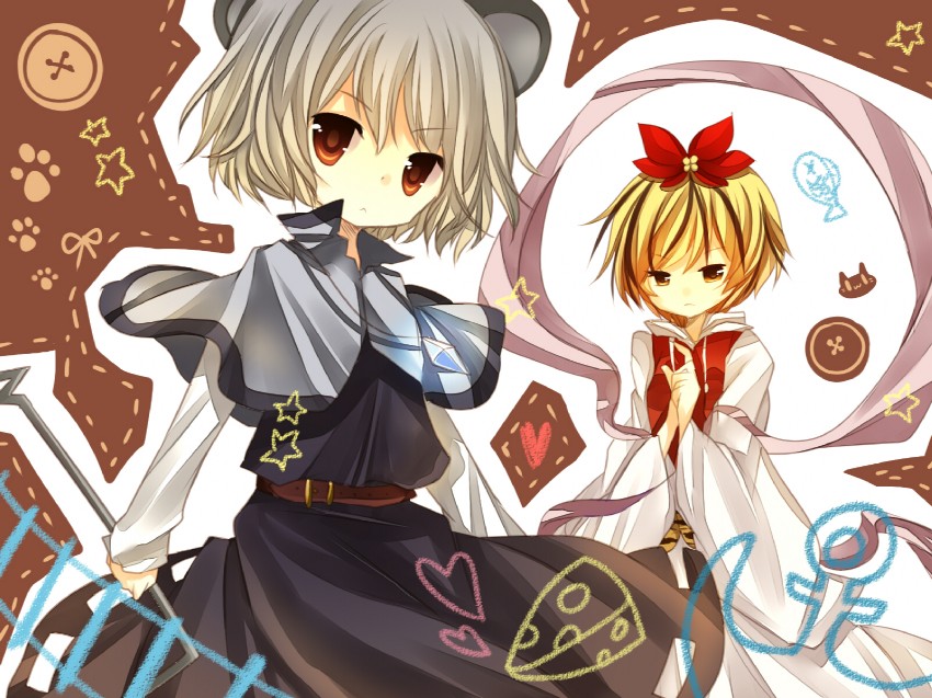 nazrin and toramaru shou (touhou) drawn by kusada_souta