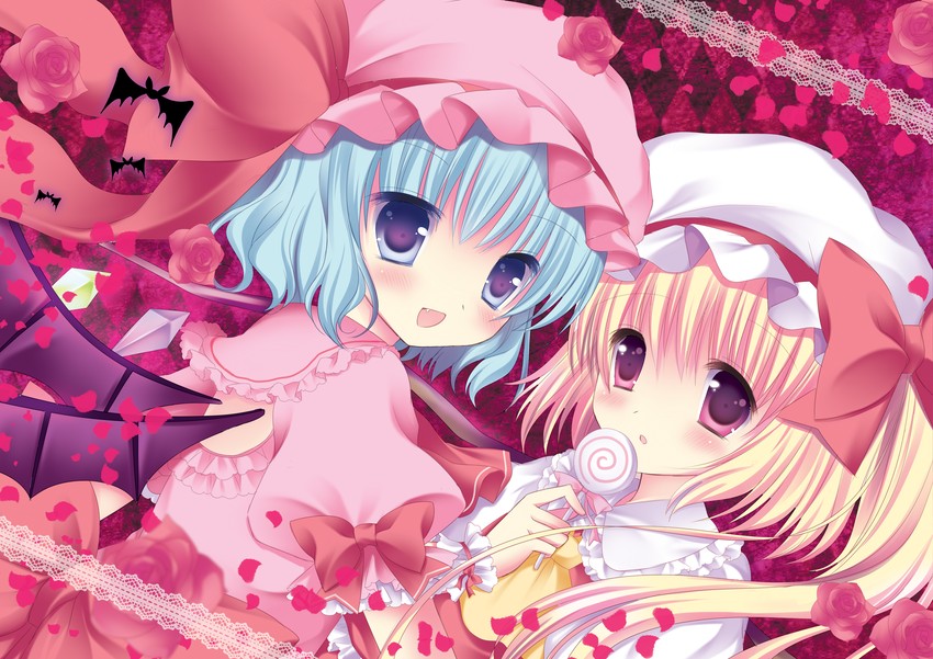remilia scarlet and flandre scarlet (touhou) drawn by shibainu_niki