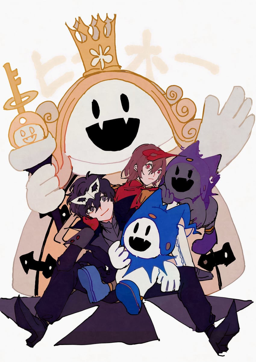 amamiya ren, akechi gorou, joker, jack frost, crow, and 2 more (persona and 1 more) drawn by shenhaihua
