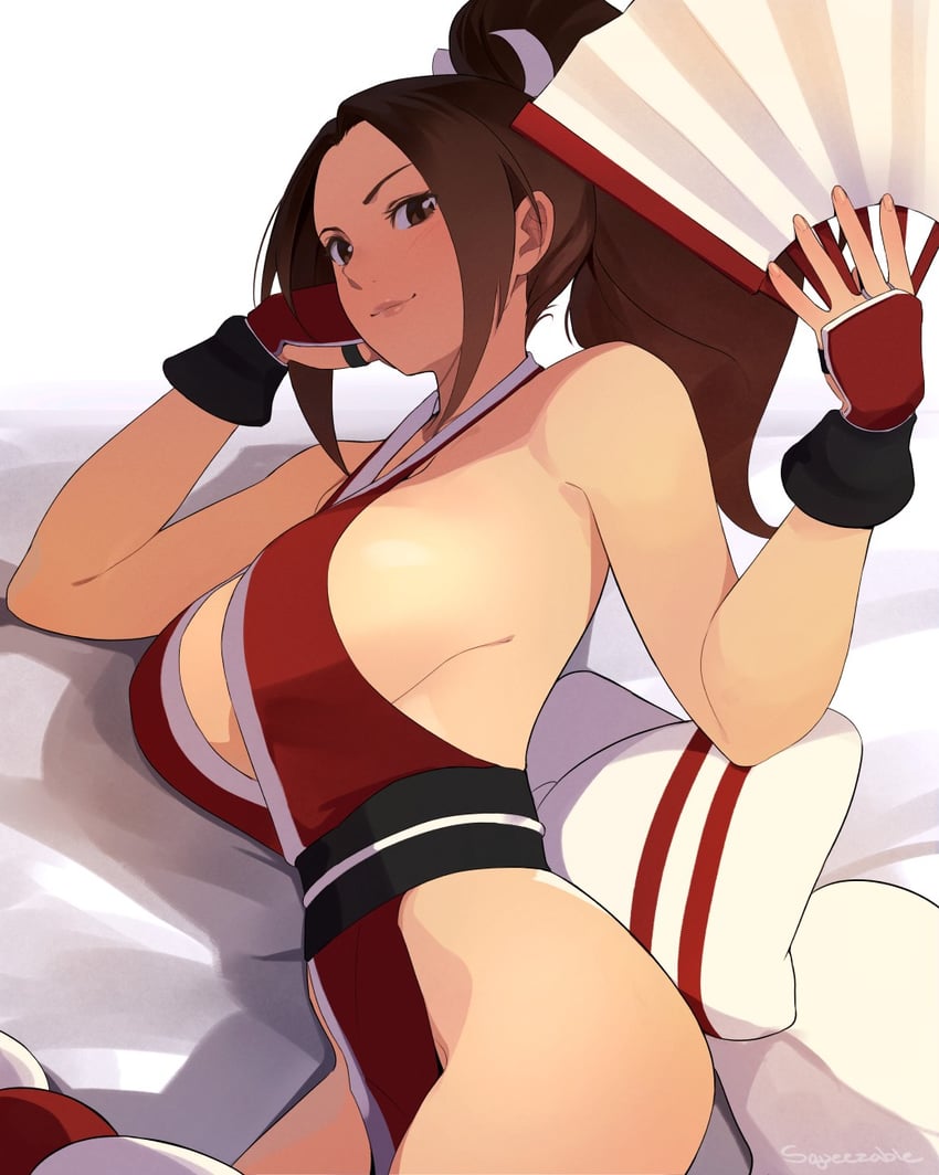 shiranui mai (the king of fighters and 1 more) drawn by squeezable_(squeezabledraws)