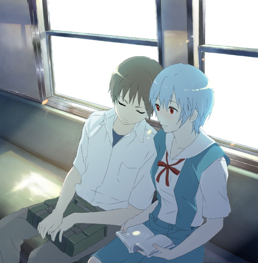 ayanami rei and ikari shinji (neon genesis evangelion) drawn by kishida_nica