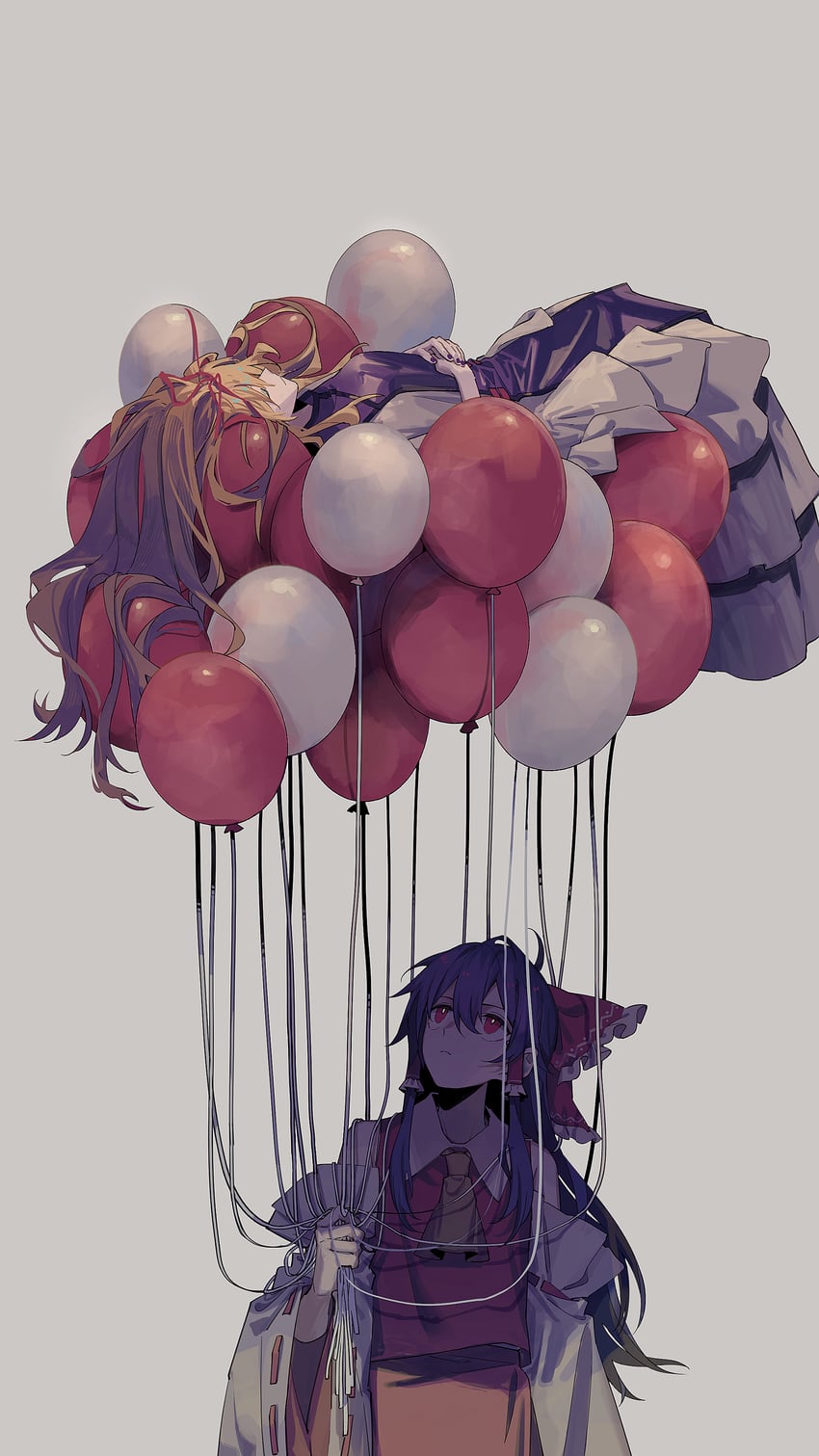 hakurei reimu and yakumo yukari (touhou) drawn by zy_(zyyyyyyy9)