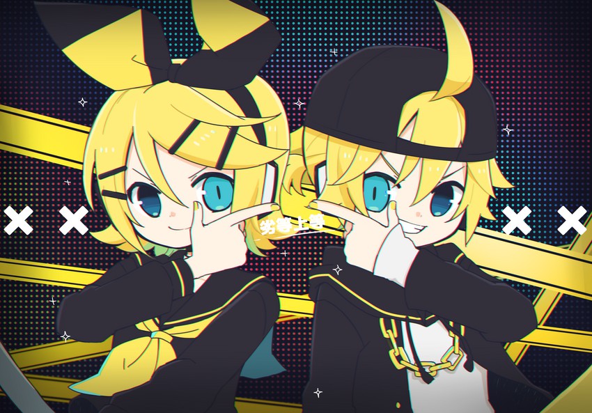 kagamine rin and kagamine len (vocaloid and 1 more) drawn by najo