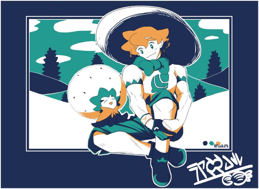 milo and eldegoss (pokemon and 1 more) drawn by saikipk