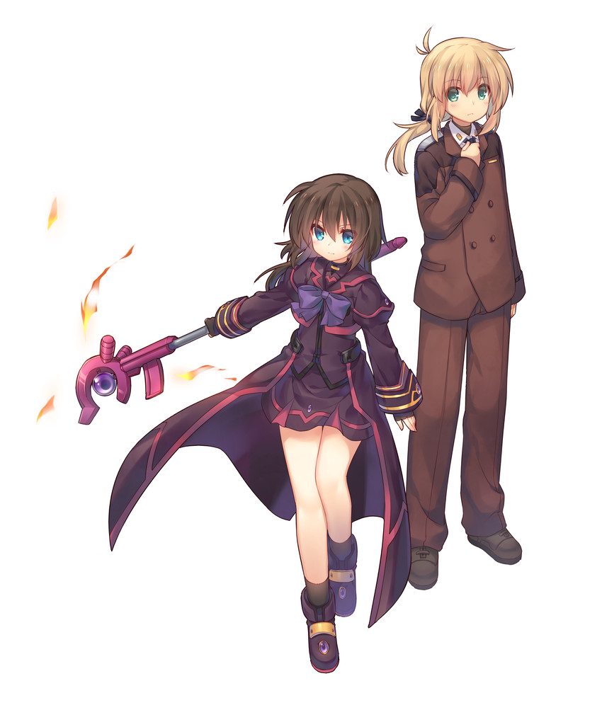 takamachi nanoha, yuuno scrya, stern the destructor, and luciferion (lyrical nanoha and 5 more) drawn by shenbei_xiaoqiu