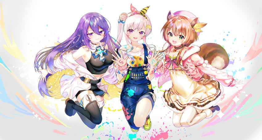 moona hoshinova, ayunda risu, and airani iofifteen (hololive and 1 more) drawn by sowon