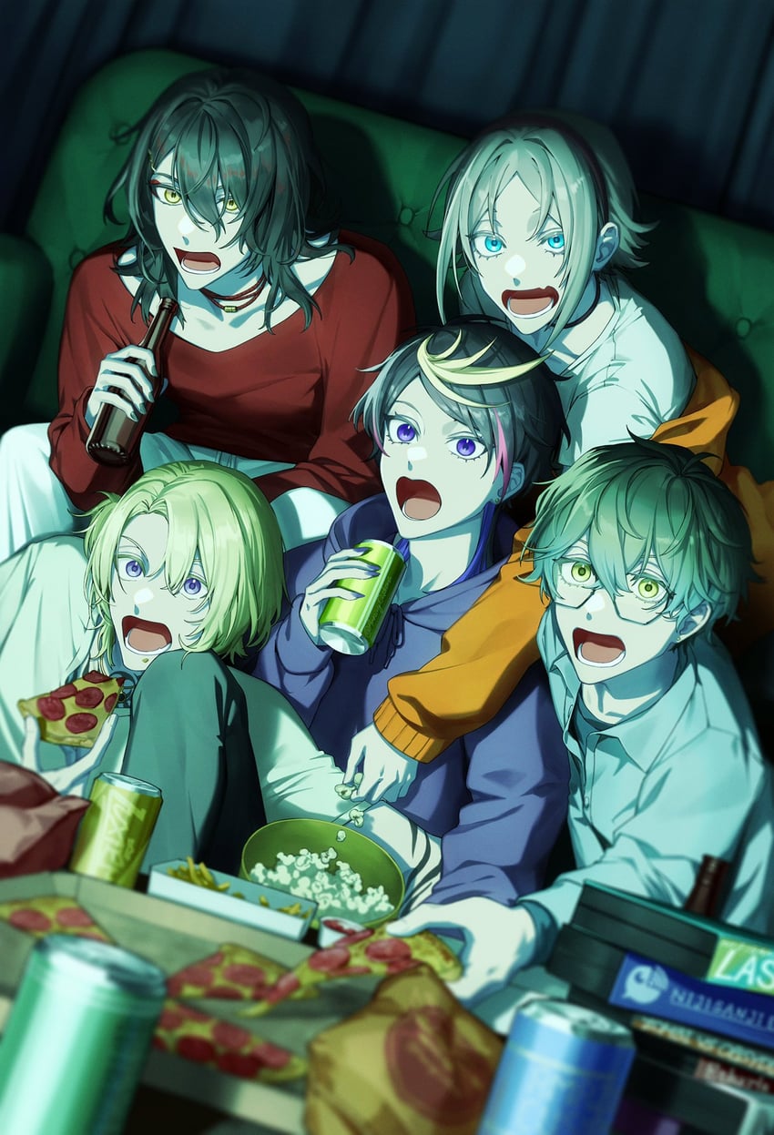 ike eveland, vox akuma, luca kaneshiro, mysta rias, and shu yamino (nijisanji and 1 more) drawn by pavilionushima