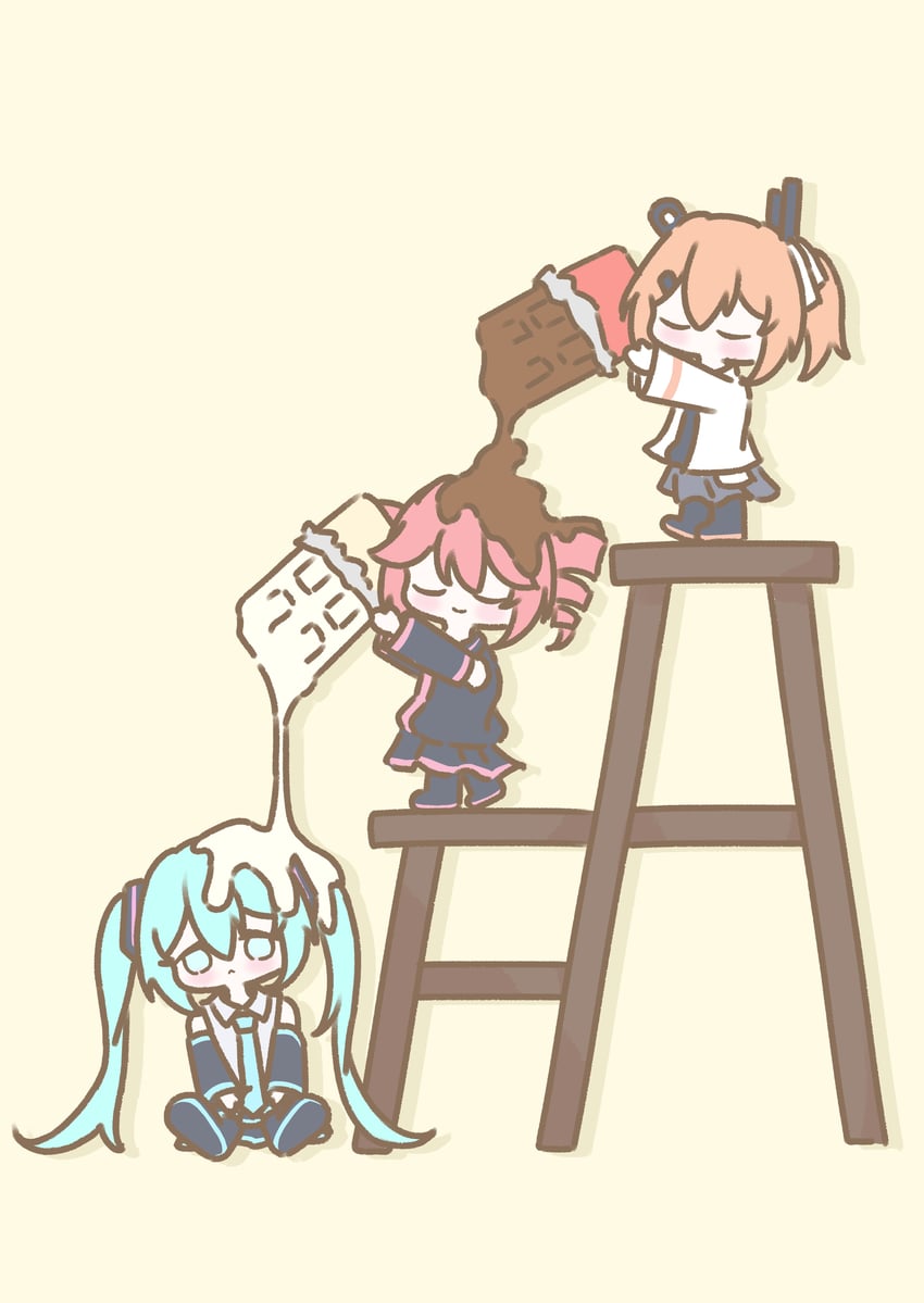 hatsune miku, kasane teto, and adachi rei (vocaloid and 2 more) drawn by cott_(cott_5)