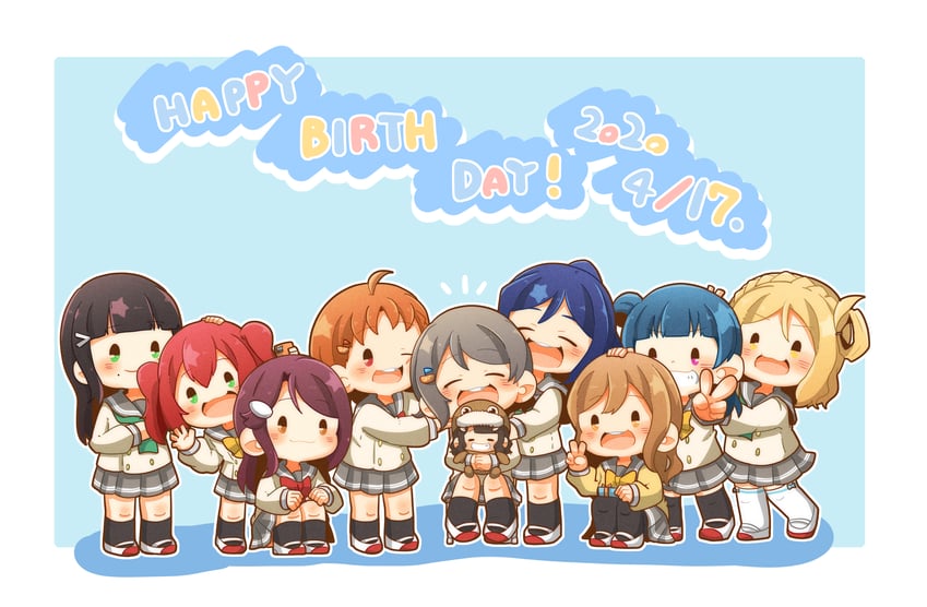 watanabe you, tsushima yoshiko, sakurauchi riko, takami chika, matsuura kanan, and 6 more (love live! and 2 more) drawn by gentaro_(g_teall)