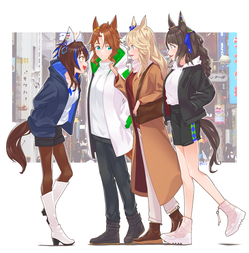 daitaku helios, mejiro palmer, gold city, and tosen jordan (umamusume) drawn by silenxe