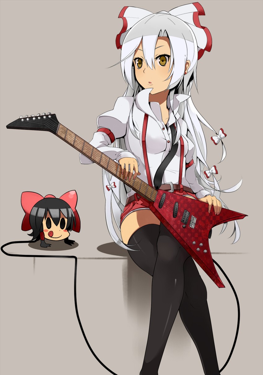 hakurei reimu and fujiwara no mokou (touhou) drawn by haseneko