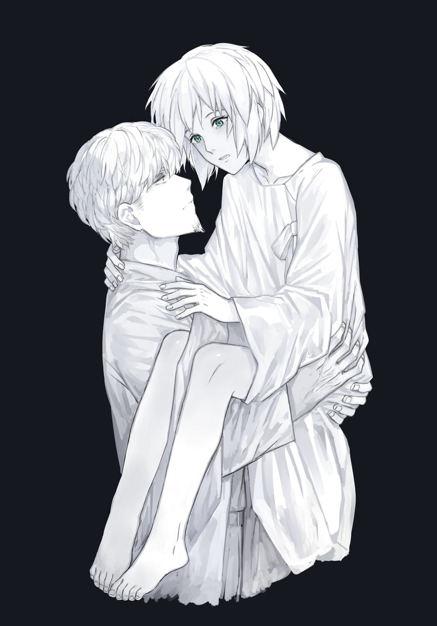 phosphophyllite, tsuki jin, and barbata (houseki no kuni) drawn by zakirsiz