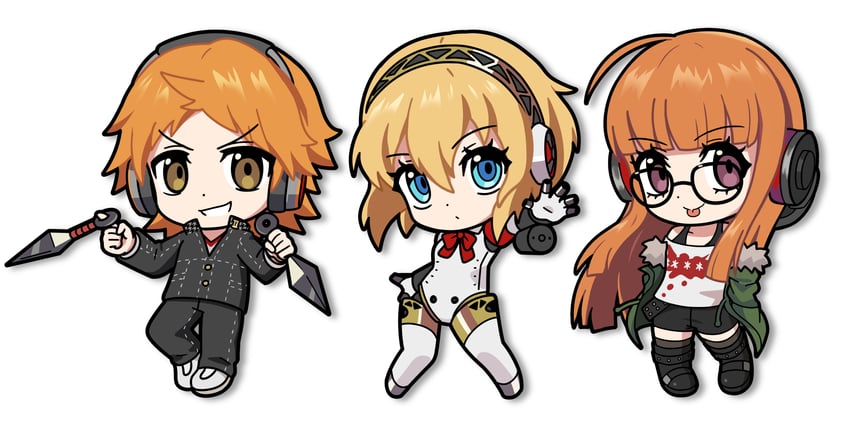 aigis, sakura futaba, and hanamura yousuke (persona and 3 more) drawn by sach56000