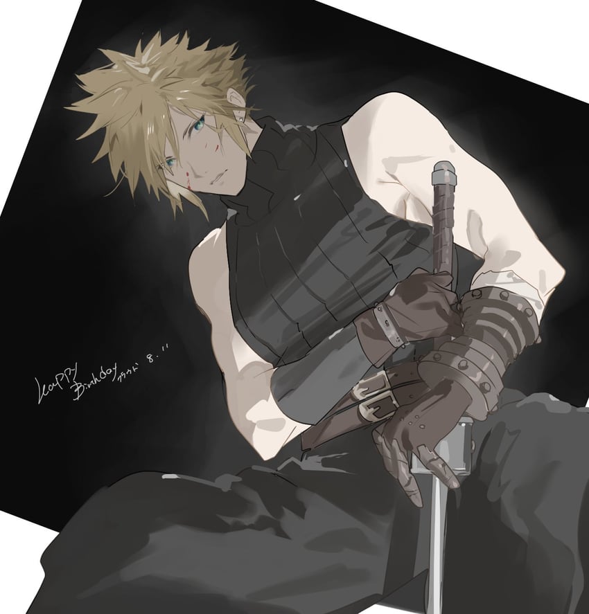cloud strife (final fantasy and 3 more) drawn by mikuroron