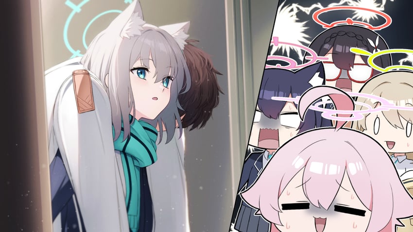 sensei, shiroko, hoshino, nonomi, serika, and 2 more (blue archive) drawn by junu_(jwoo5627)