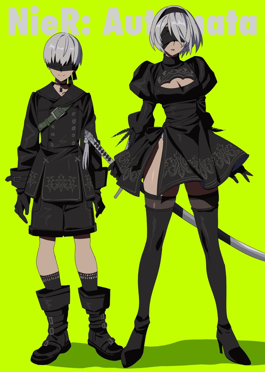 2b and 9s (nier and 1 more) drawn by betti_(xx_betti)