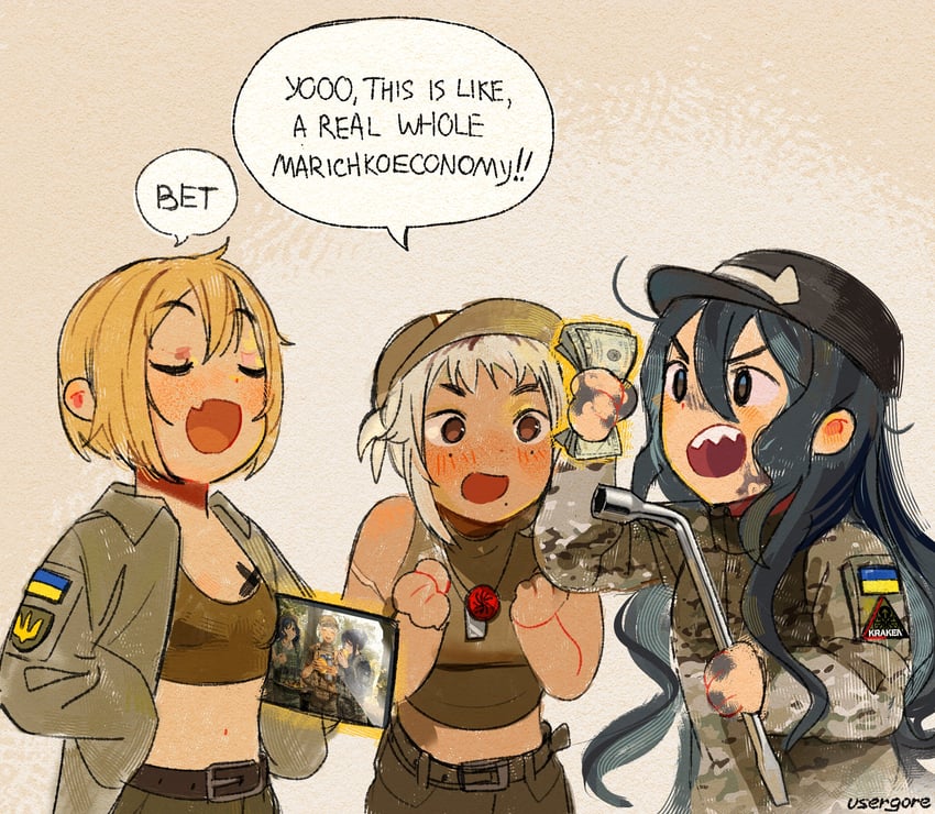 marichka, kraken, and nika (original) drawn by usergore