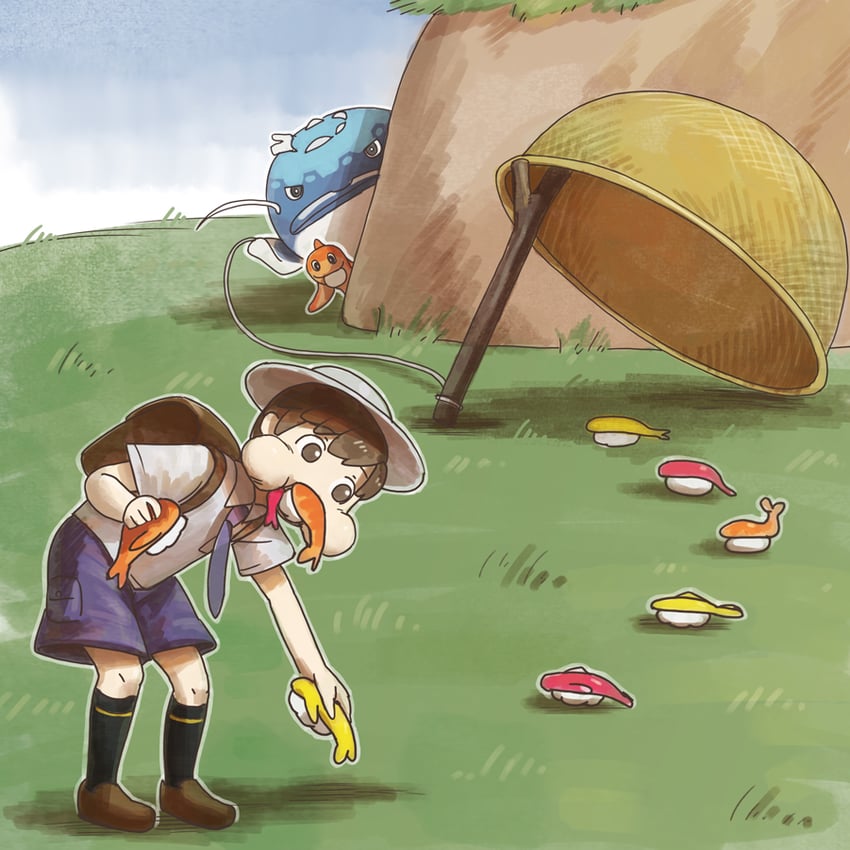 florian, tatsugiri, and dondozo (pokemon and 1 more) drawn by mochi10bi