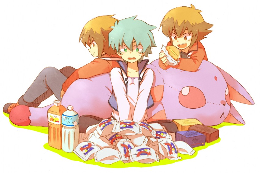 yuki judai, johan andersen, and crystal beast ruby carbuncle (yu-gi-oh! and 1 more) drawn by tsukushi_(clunker)