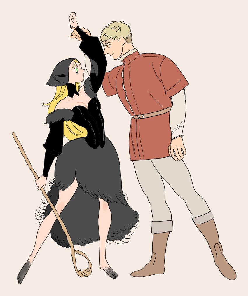 marcille donato and laios touden (dungeon meshi) drawn by mabsosa6