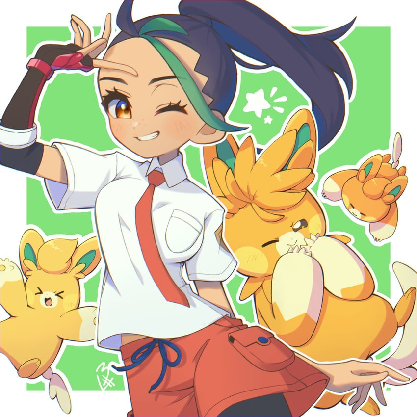 nemona and pawmot (pokemon and 1 more) drawn by noi_(noi_pk27)