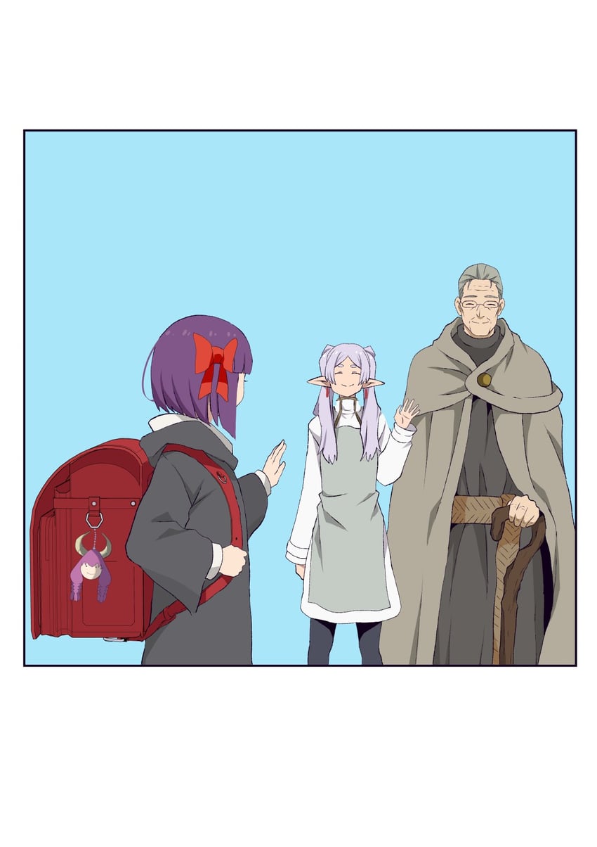 frieren, fern, aura, and heiter (sousou no frieren) drawn by yasehattagi
