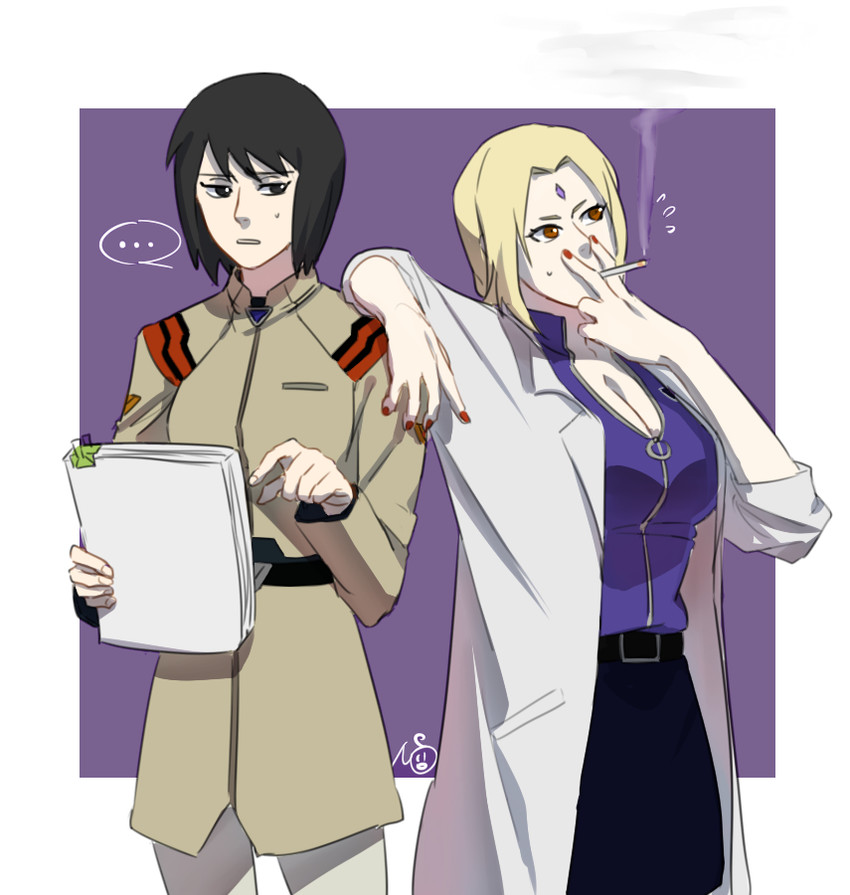 tsunade, akagi ritsuko, ibuki maya, and shizune (neon genesis evangelion and 1 more) drawn by may_c