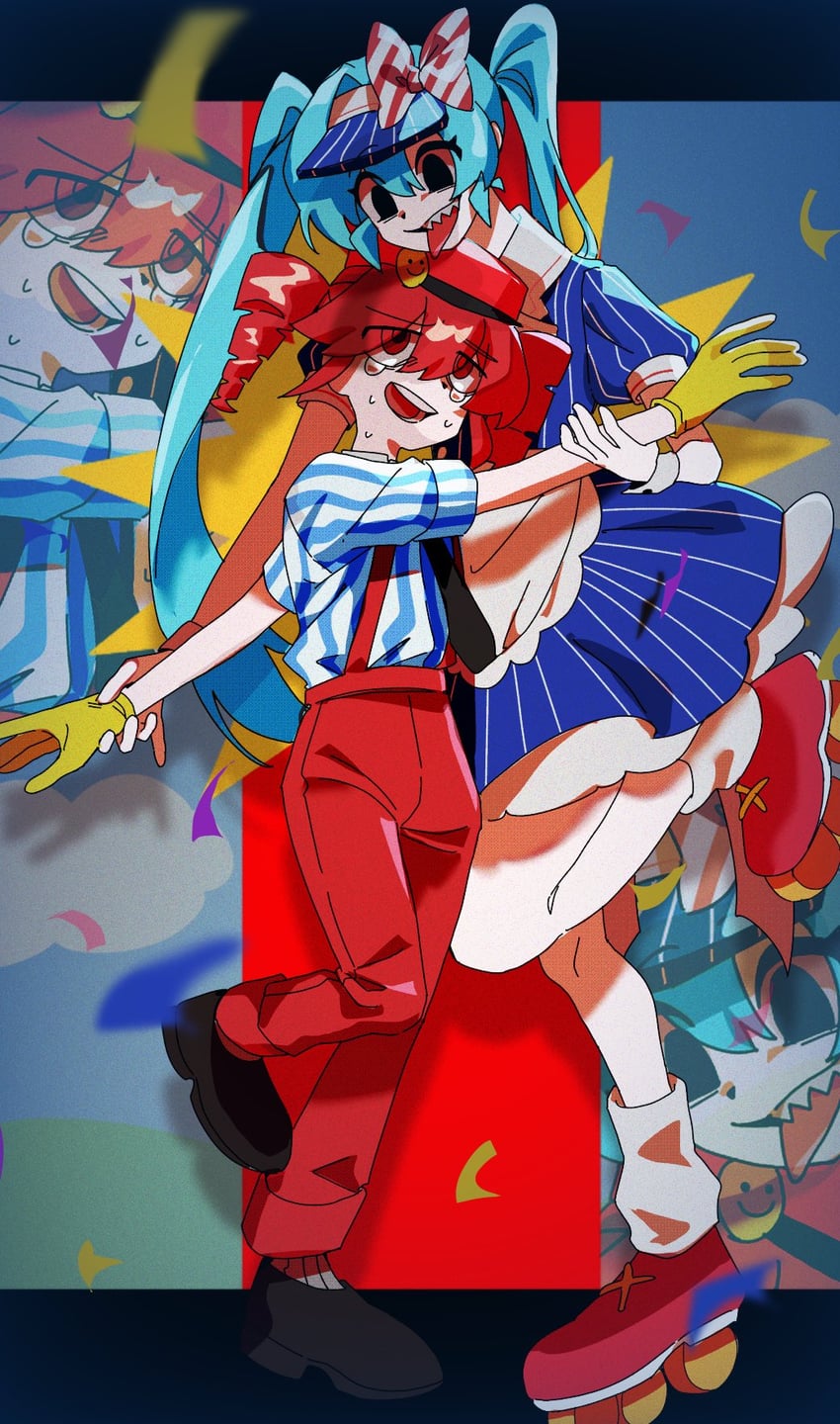 hatsune miku and kasane teto (vocaloid and 2 more) drawn by morumo_39