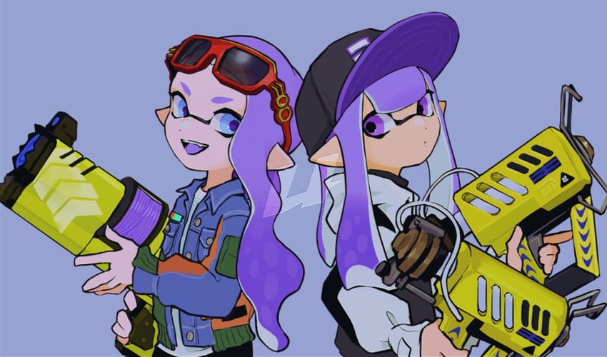 inkling player character and inkling girl (splatoon and 1 more) drawn by imaikuy0