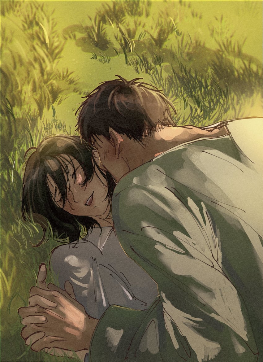 mikasa ackerman and eren yeager (shingeki no kyojin) drawn by mifan4707