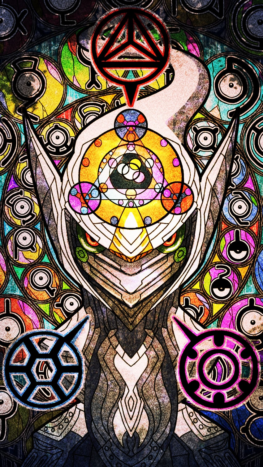 arceus, unown, unown a, unown e, unown o, and 25 more (pokemon) drawn by miyagawa_(maxggguys)