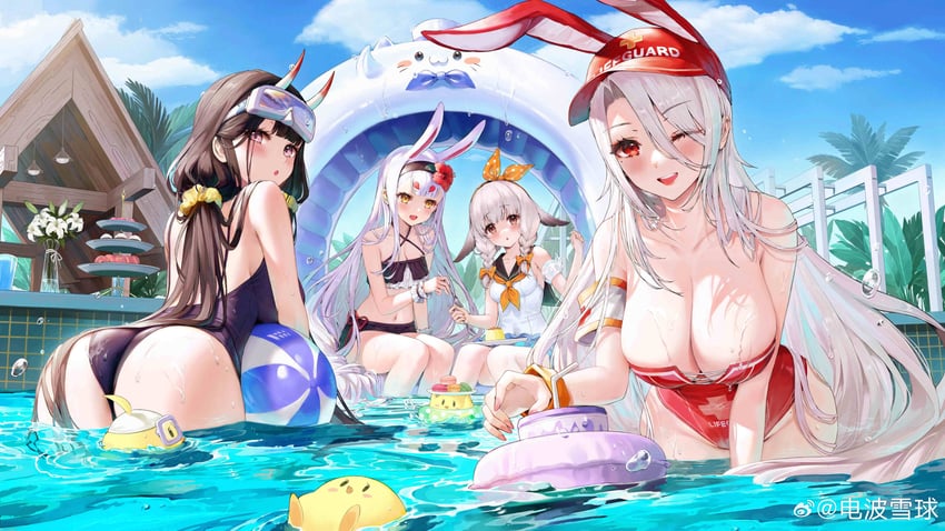 manjuu, noshiro, shimakaze, prinz heinrich, and kazagumo (azur lane) drawn by mo_xiaoxue