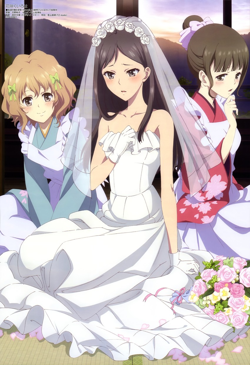 matsumae ohana, oshimizu nako, and tsurugi minko (megami magazine and 1 more) drawn by amano_kazuko