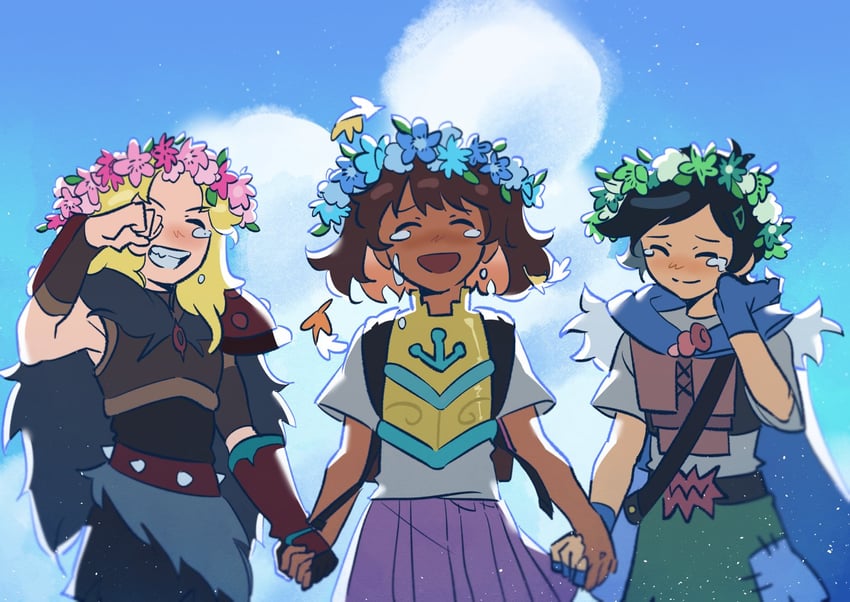 sasha waybright, anne boonchuy, and marcy wu (amphibia) drawn by hadallae