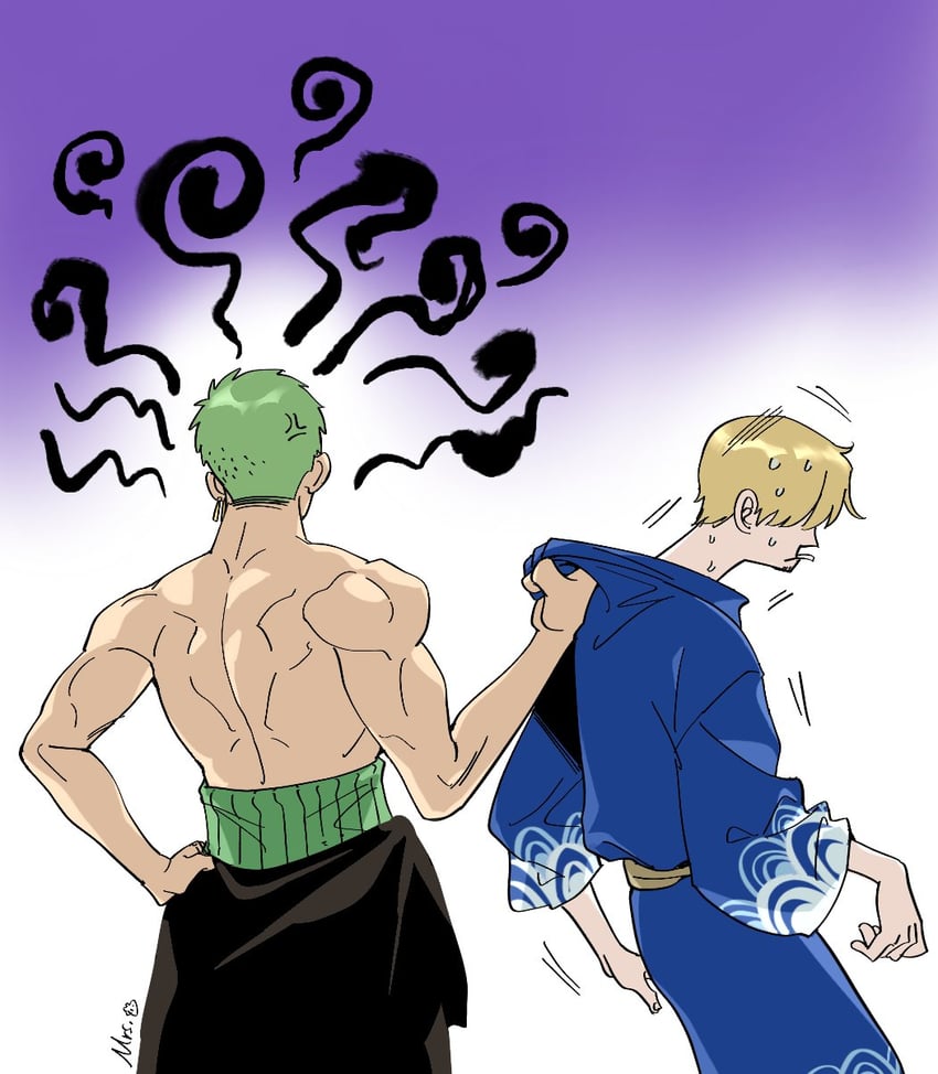 roronoa zoro and sanji (one piece) drawn by mrs.custard