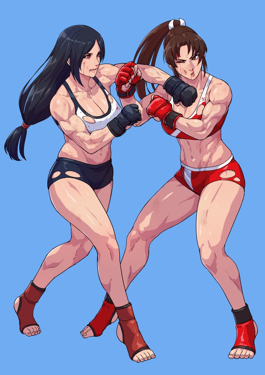 tifa lockhart and shiranui mai (final fantasy and 4 more) drawn by cirenk