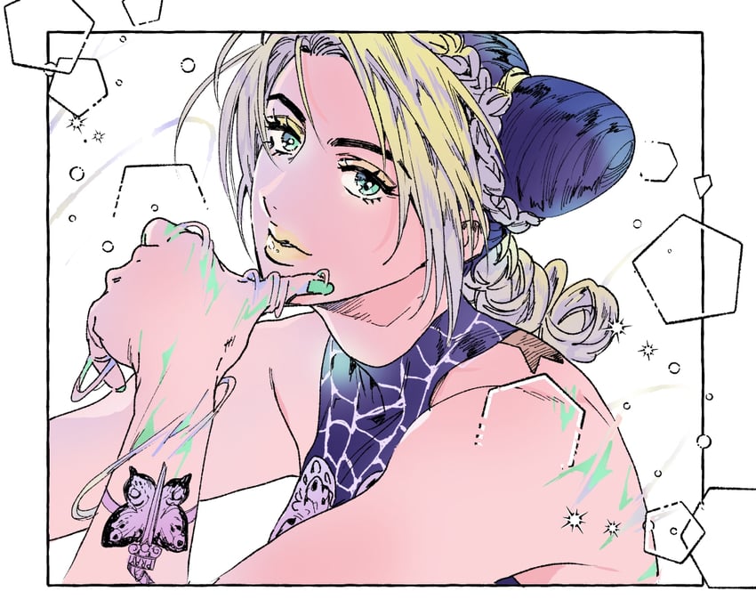 kujo jolyne (jojo no kimyou na bouken and 1 more) drawn by nitako