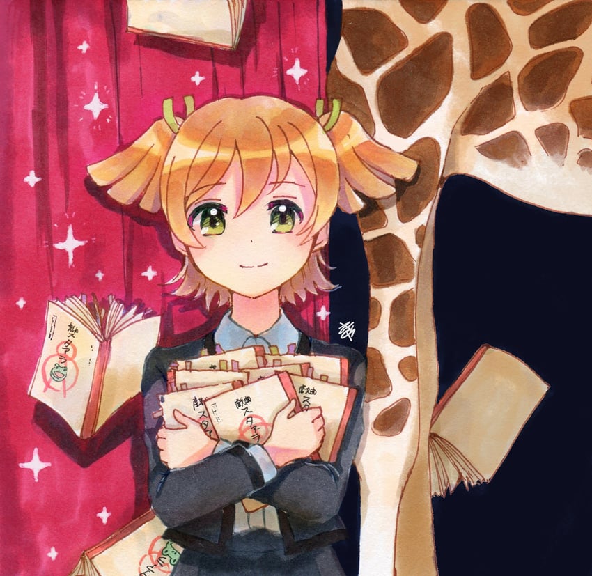 daiba nana and giraffe (shoujo kageki revue starlight) drawn by kyaku_tasu
