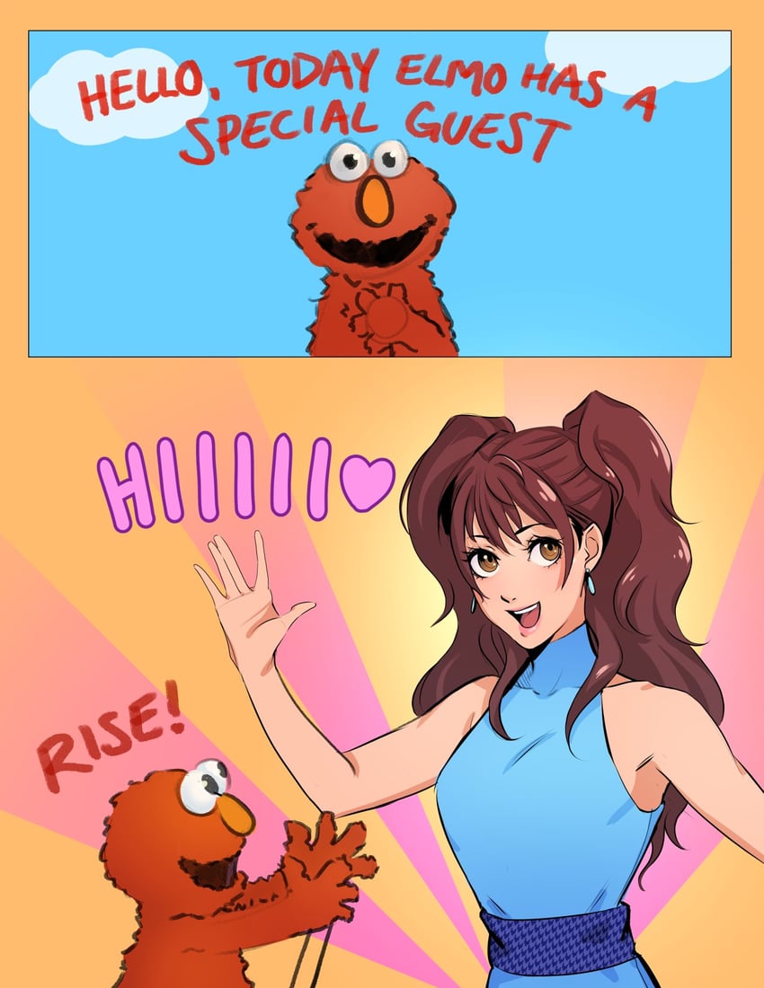 kujikawa rise and elmo (persona and 2 more) drawn by eightyfourart