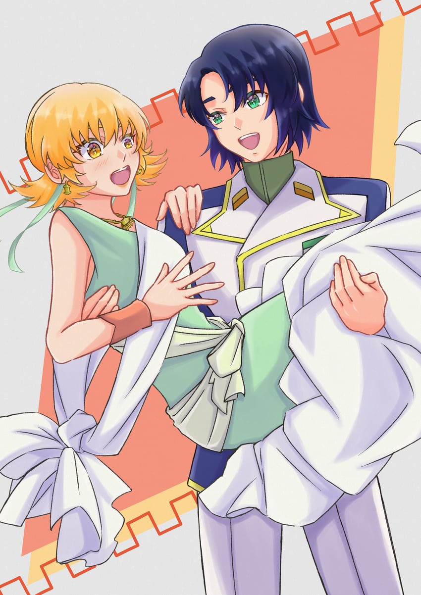 cagalli yula athha and athrun zala (gundam and 2 more) drawn by murasaki_remon