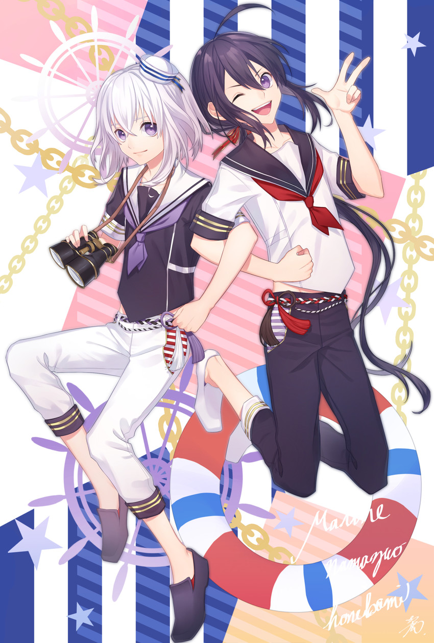 namazuo toushirou and honebami toushirou (touken ranbu) drawn by haizome_senri