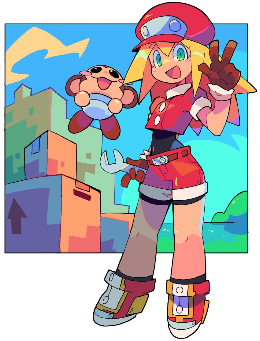 roll caskett and data (mega man and 1 more) drawn by bacun