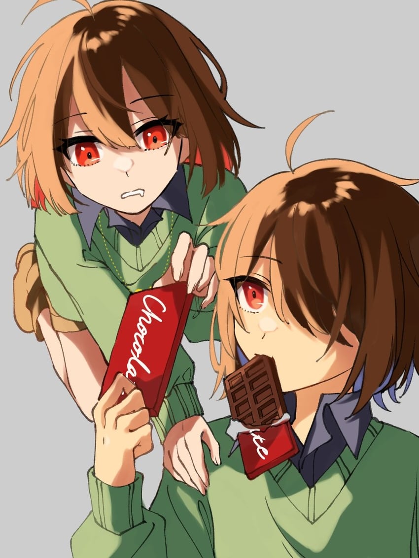 chara and kris (undertale and 1 more) drawn by sonokare