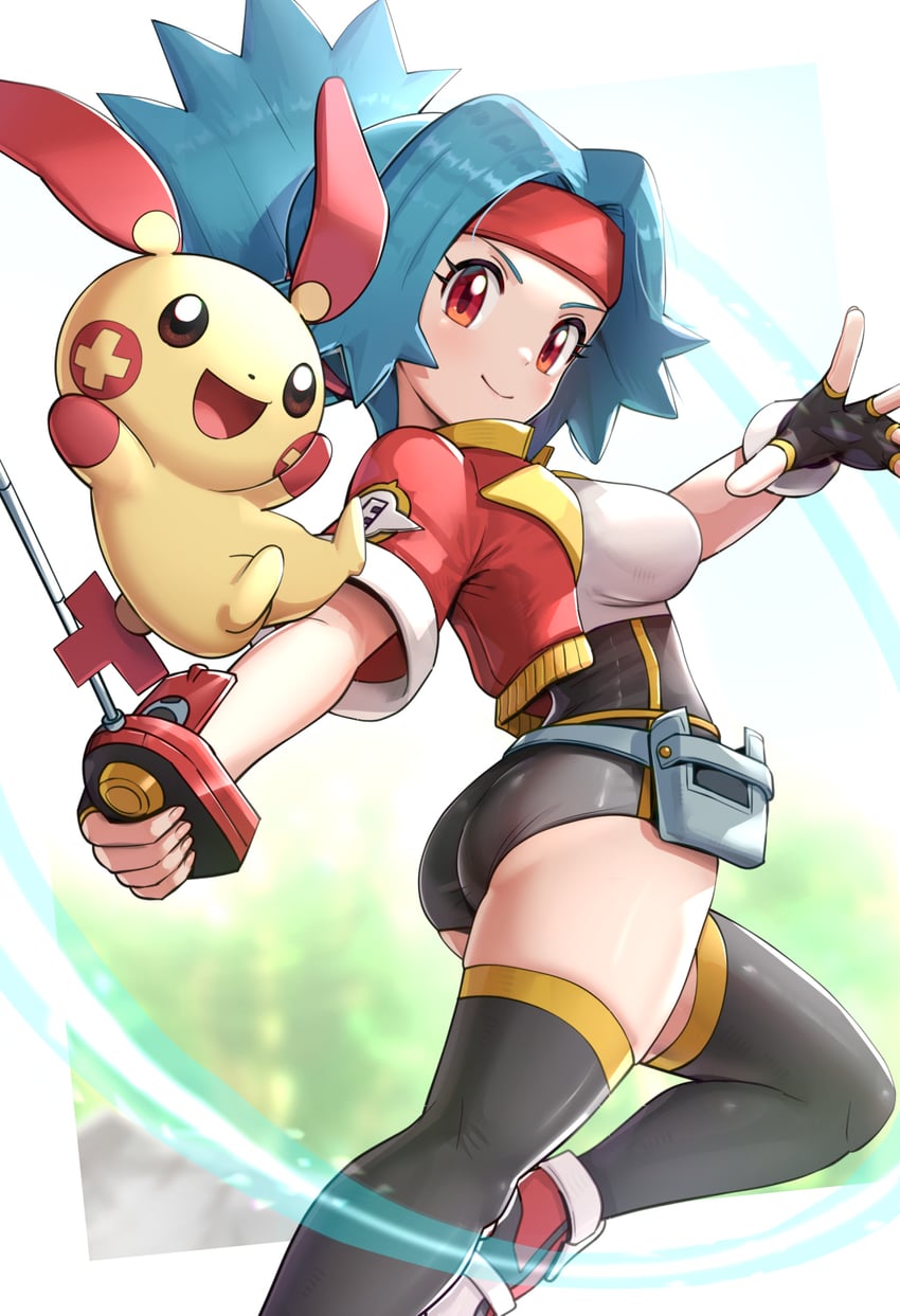 plusle and solana (pokemon and 1 more) drawn by gonzarez