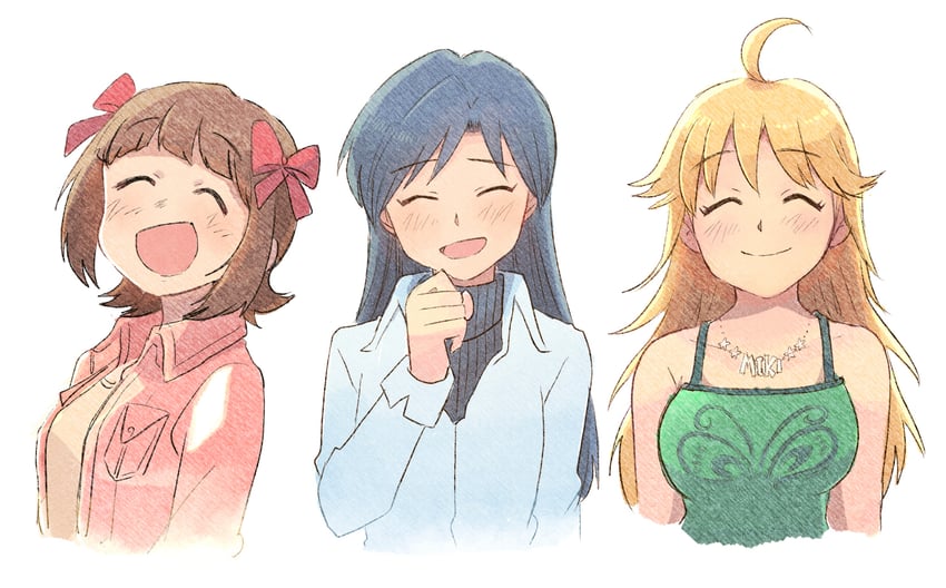 hoshii miki, kisaragi chihaya, and amami haruka (idolmaster and 1 more) drawn by tsubobot