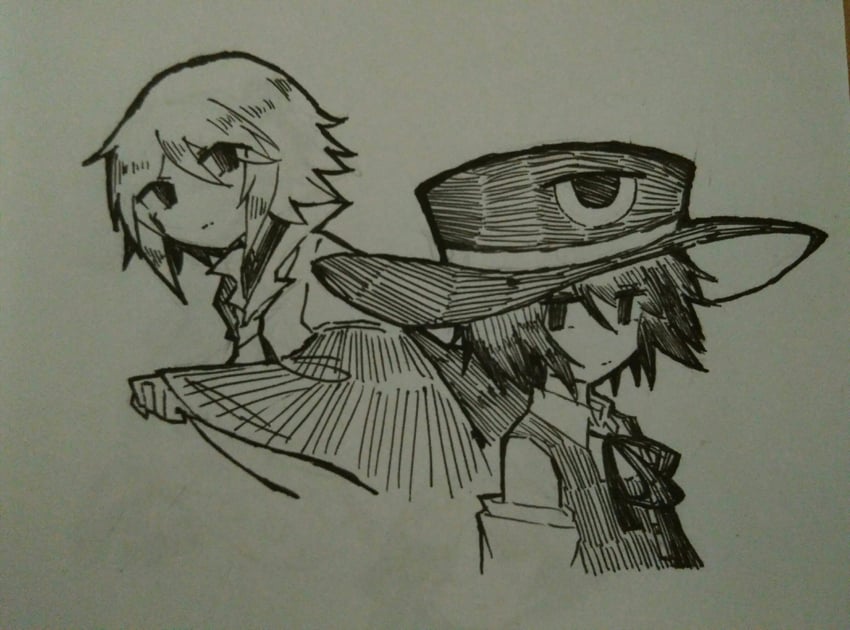 enraku tsubakura and houlen yabusame (len'en) drawn by zhaozhaozhaozhaozhao083